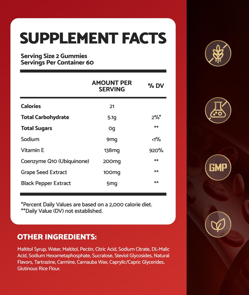 DR.BIO CoQ10 200mg Gummies with Vitamin E Black Pepper Extract-Heart Health & Cellular Energy Support, Antioxidant Formula, Orange Pectin Gummies, Easy-to-Chew Daily Supplement for Adults (118 Count) 118 Count (Pack of 1)