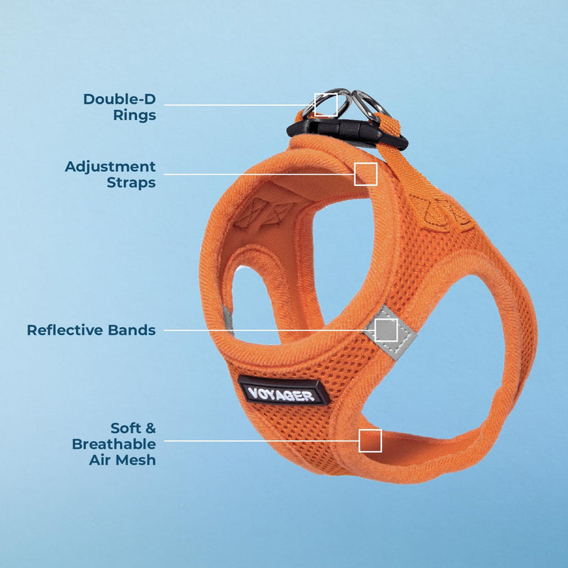 Voyager Step-In Air Dog Harness by Best Pet Supplies - All Weather Mesh Step in Vest Harness for Small and Medium Dogs, Orange, size XS - Chest 33-37 cm Orange (matching hem) XS (Chest: 13 - 14.5") - BeesActive Australia