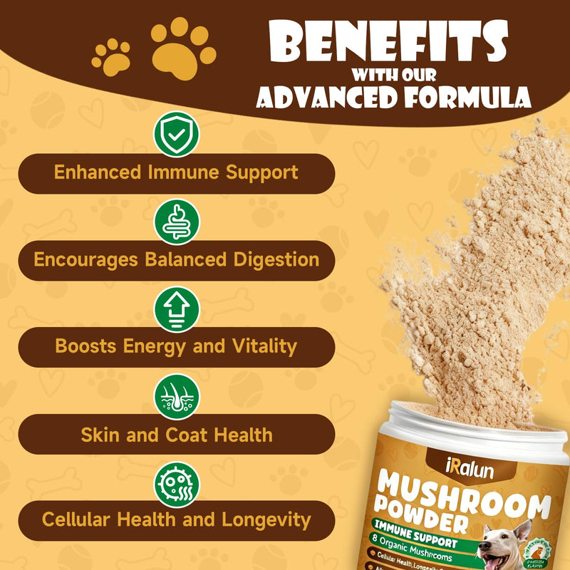Mushroom Supplement for Dogs - Turkey Tail Mushroom for Dogs - Lumps & Bumps Treatment + Mushroom Powder - Organic Turkey Tail Mushroom for Dog – Mushroom Complex with Shiitake, Reishi