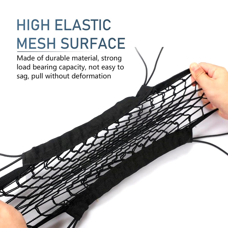 1 PC Car Front Seat Partition Stretchable Net, 11.4" x 10.2" Portable Storage Double Layer Coarse Net Clip-Installation Pet Anti-Fall Safety Barrier, Safety Travel Accessory (Black) - BeesActive Australia
