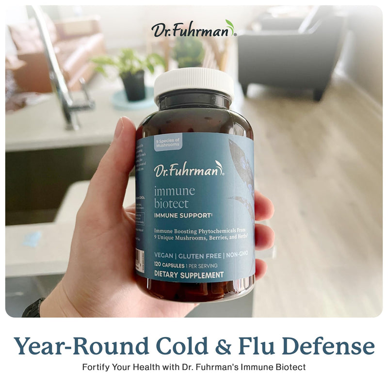 Dr. Fuhrman All Natural Immune Support Supplement | Whole-Food Derived Vitamin for Immunity Defense | Organic Mushrooms, & Berries | Organic Lion’s Mane, Maitake, Reishi, and Elderberry | 120 Caps
