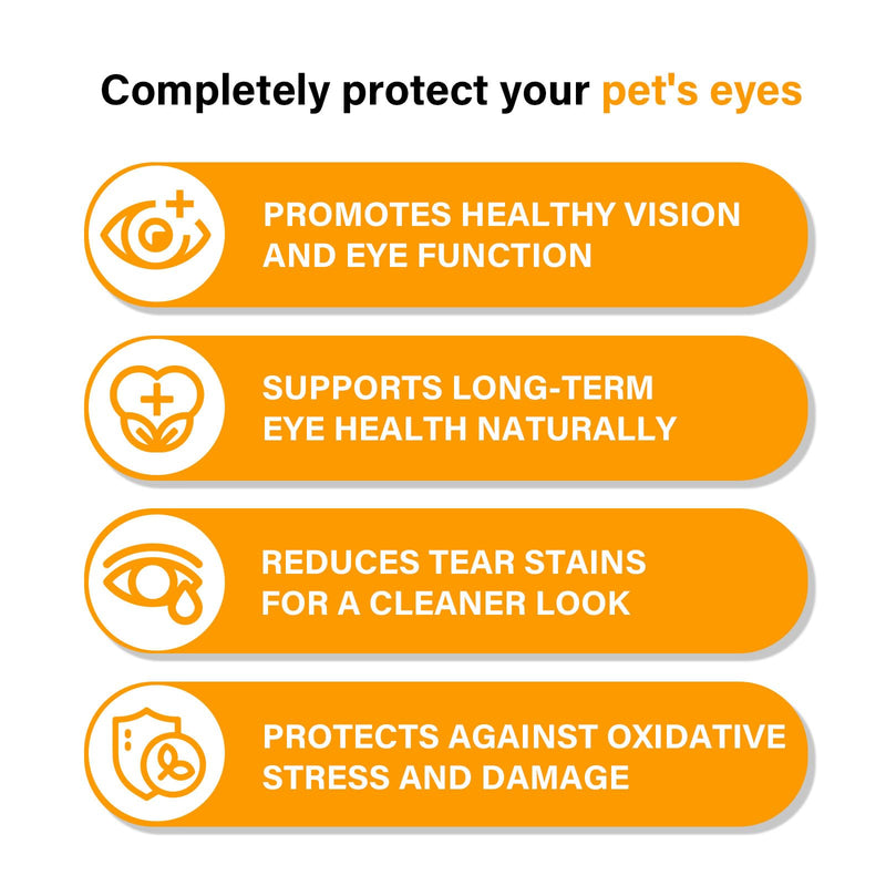 Eye Supplements for Dogs - Vision Support Soft Chews with Lutein, DHA & Vitamin C | 120ct Salmon Flavor Tear Stain Chews | Cataract & Dry Eye Relief Supplement (120 Ct, Salmon) 120 Ct