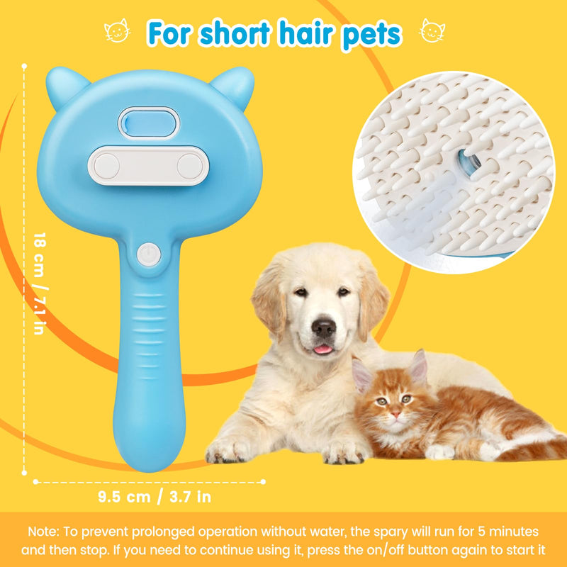 Cat Steam Brush 3 in 1 Pet Hair Grooming Tool Supply for Shedding With Soft Silicone Bristle Release Button for Short Hair Cats & Dogs Hair Removal - BeesActive Australia
