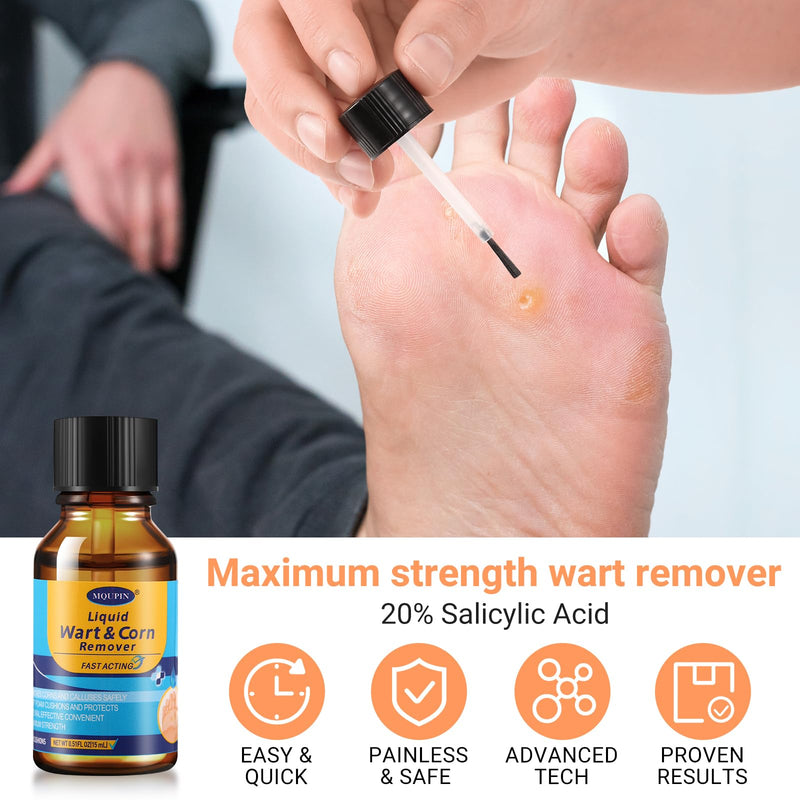 Wart Corn Remover Liquid, Smoothes Skin Gentle Fast Acting Gel Wart Removal for Plantar Wart Flat Warts and Corns (M02) M02 - BeesActive Australia