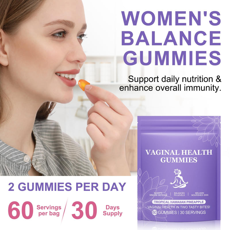 Probiotic Gummies for Women,Vaginal Health Supplement, Supports pH Balance & Immune System, Vegan & Gluten-Free, 60 Gummies