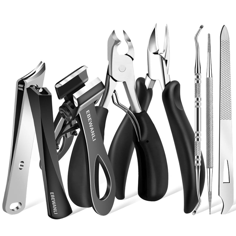EBEWANLI Professional Nail Grooming Kit, Podiatrist Pedicure Kits Stainless Steel Nail Clipper Personal Care Tools with Travel Bag, Gift for Seniors, Men 7PCS-A