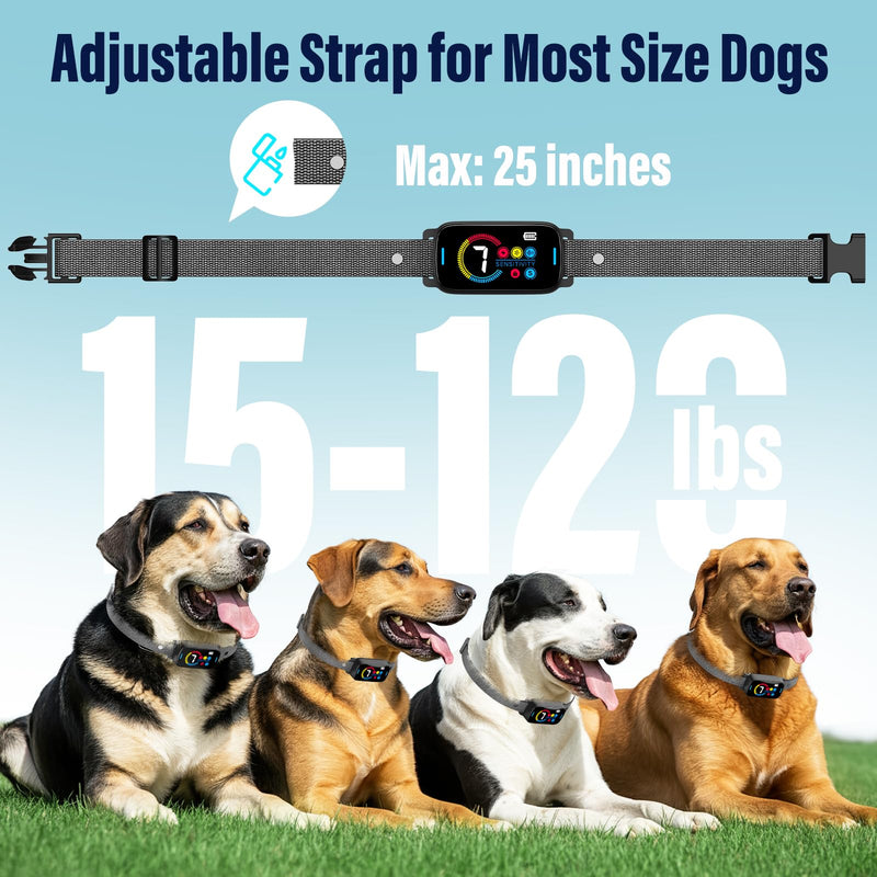 Bark Collar, Dog Bark Collar for Large Medium Small Dogs, Smart Bark Collar, Rechargeable Anti Barking Training Collar with Adjustable Ultrasonic Beep Vibration Shock and 7 Sensitivity (Black) Black - BeesActive Australia