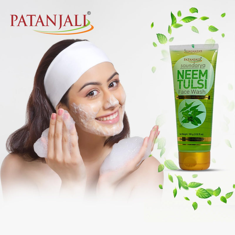 patanjali Neem Tulsi Face Wash 100gm / 3.52 fl oz - Pack of 2 - BeesActive Australia