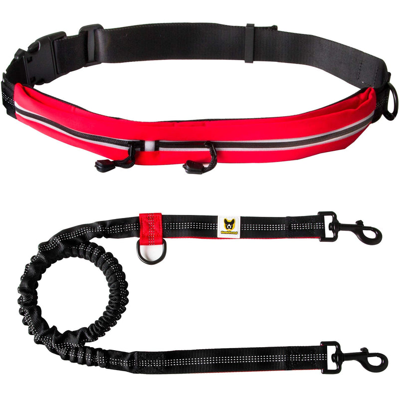 Hundefreund Hands-Free Dog Leash for Medium and Large Dogs (30-150 lbs) – Shock Absorbing Bungee Running Leash with Waist Belt, Dual Handle, Reflective Design for Training, Hiking & Walking (Red) - BeesActive Australia