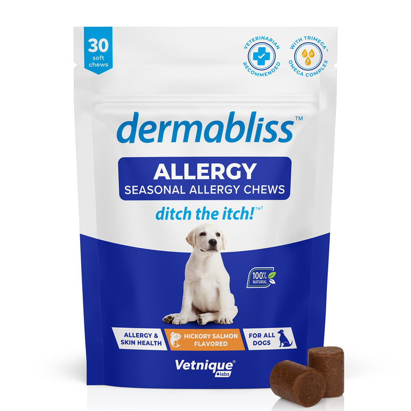 Vetnique Dermabliss Dog Allergy Anti Itch Spray (4oz) & Dermabliss Itch Relief Allergy Soft Chew Supplement (30ct) - PawsPlanet Australia