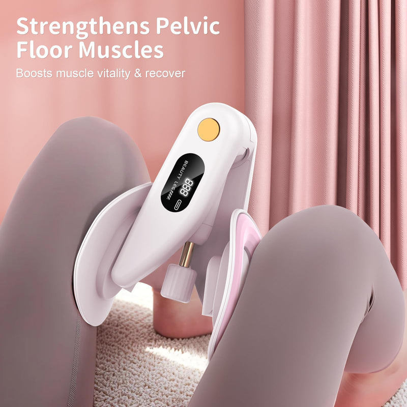 Thigh Trainer Kegel Exerciser 15-35lbs Adjustable Resistance, Pelvic Floor Trainer, Kegel Trainer for Postpartum Rehabilitation, Trimmer Inner Thigh, Thigh Toner Workout Pink