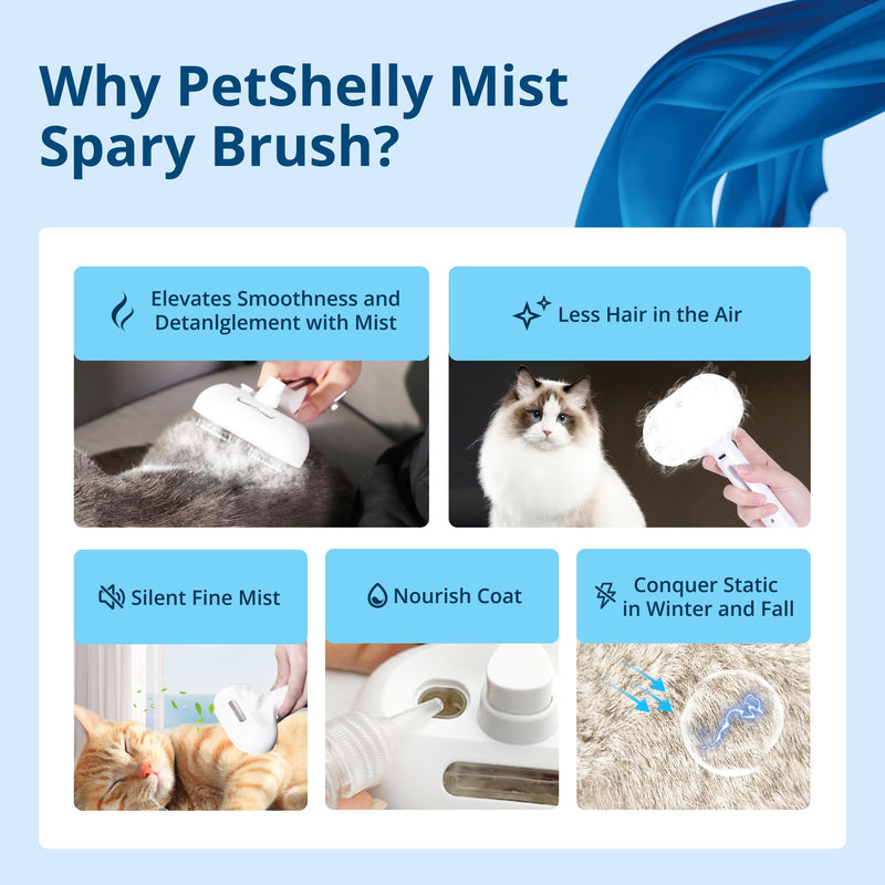 Spray Cat Brush for Shedding,Pet Grooming Brush/Self-Cleaning Wet Cat Comb with USB Rechargeable & Water Tank,Suitable for Dogs,Cats to Reduces Flying Hair,Remove Tangled & Loose Hair(White) - BeesActive Australia