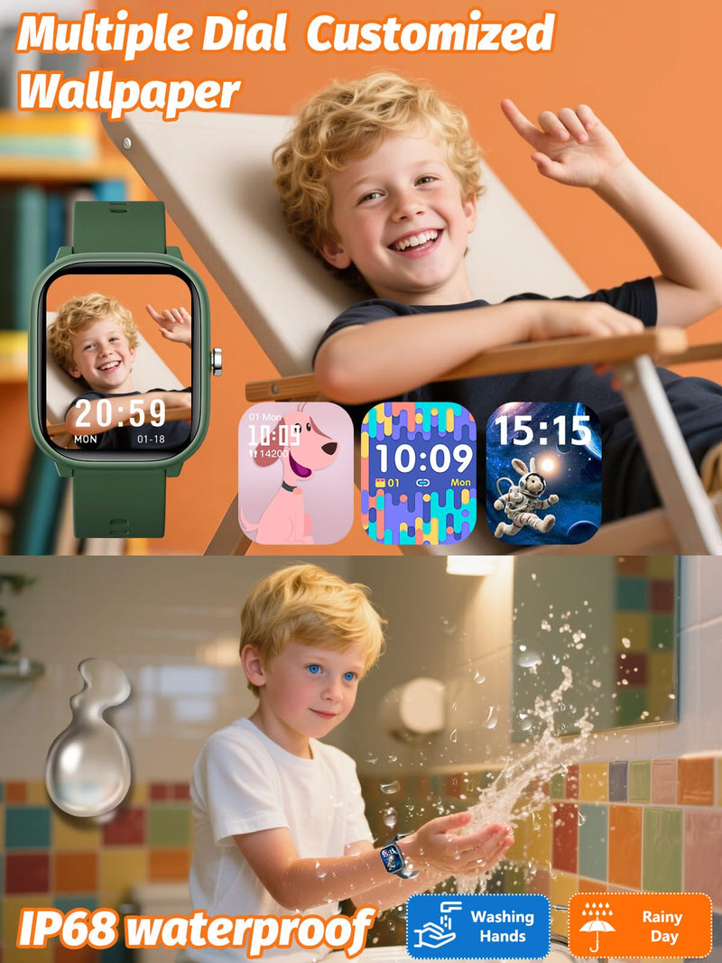 Kids Smart Watch for Boys Girls, Fitness Tracker with Heart Rate Sleep Monitor, 1.83" Touchscreen with 12 Puzzle Games, Waterproof Activity Tracker Pedometer for Android iPhone (Blue) Blue