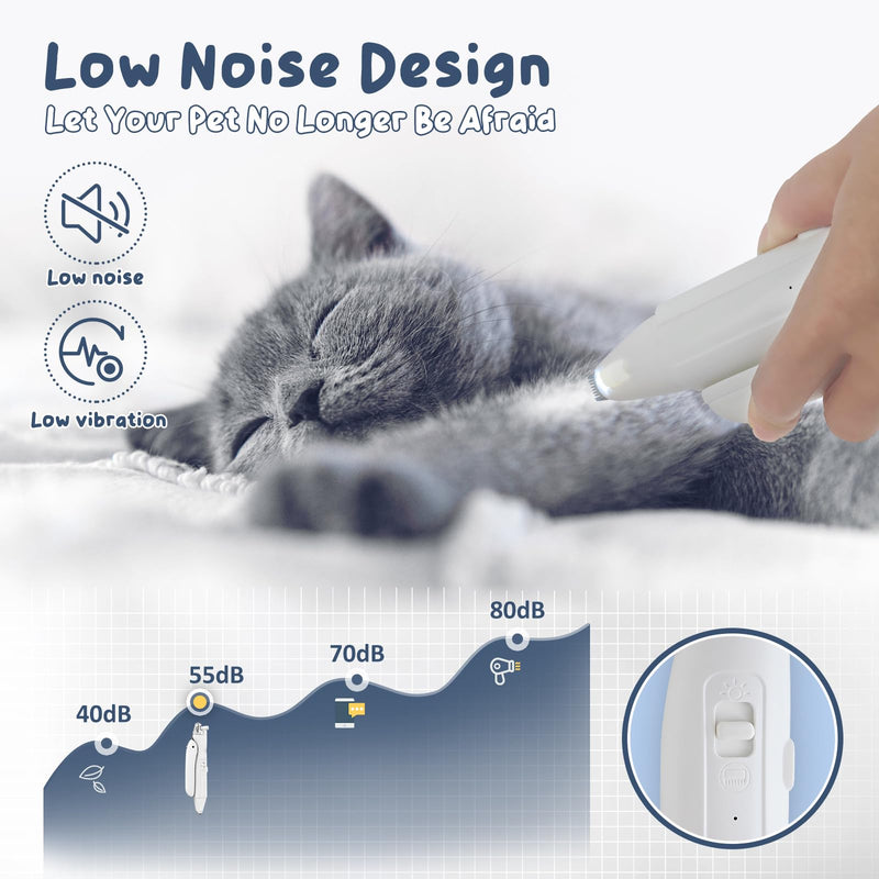 2 in 1 Cat Nail Clippers & Cat Paw Trimmer with LED Light, USB Rechargeable Pet Nail Trimmers Cat Claw Clippers with Safe Lock Design, Pet Grooming Supplies for Cats & Dogs - BeesActive Australia