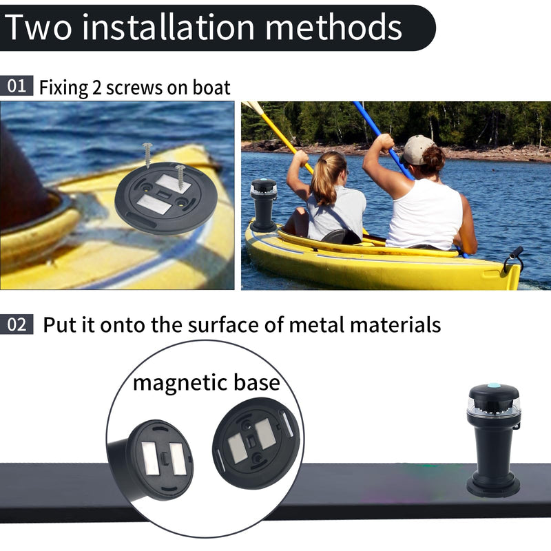 Bow Navigation Lights Battery Powered LED for Boat Marine with Magnetic Base Surface Mounting (Bi color. Red and Green)