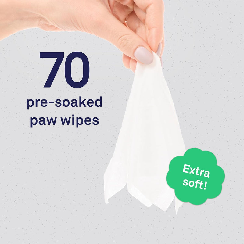 Petpost | Paw Wipes for Dogs - Nourishing, Revitalizing Dog Paw Cleaner with Coconut Oil, Jojoba Oil, and Aloe - Ultra Soft Cotton Pads - Cherry Blossom Scent 70 ct. - BeesActive Australia