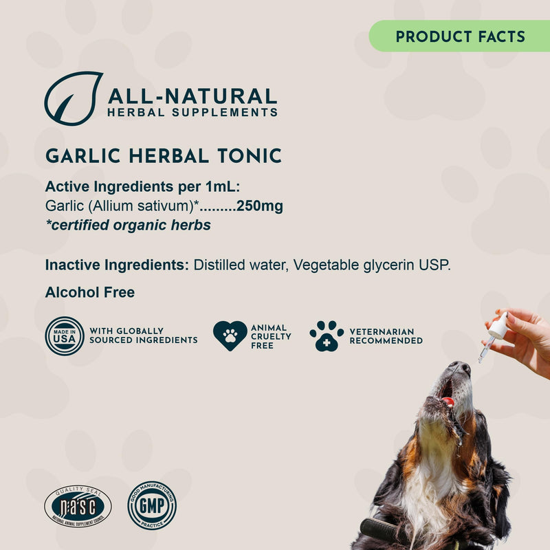 Animal Essentials Garlic Herbal Tonic for Dogs & Cats - Liquid Garlic Extract Supplement, All Natural, Provides Digestive & Immune Support, Antioxidant Protection for Pets - 1 fl oz 1 Fl Oz (Pack of 1)
