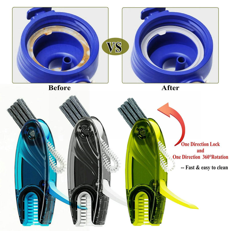 4 in 1 Cup Lid Cleaning Brush Set Multifunctional Bottle Brush Cleaner Tiny Bottle Cup Lid Brush Straw Cleaner Tools Mini Silicone Bottle Cup-Holder Cleaner with Hook Remover Blue & Grey 1pc Blue 1pc Grey 4in1