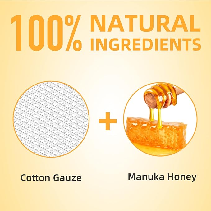 Honey Impregnated Gauze Dressing 2" x 2", Pack of 10 Individual Sterile Pads, Medical Active Leptospermum Honey, Soft & Conformable, Fast Healing for Diabetic Ulcers & Burns 2x2 Honey Impregnated Guaze Dressing - BeesActive Australia