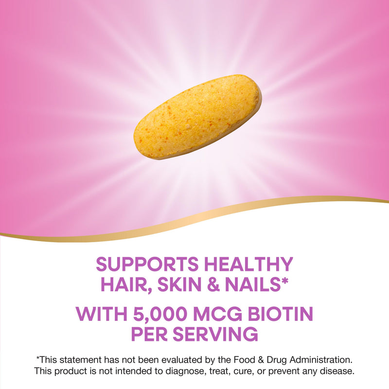 Nature's Way Extra Strength Biotin Forte, 5,000 mcg per Serving, 60 ct | Supports Healthy Hair, Skin & Nails*, High Potency B-Vitamins, Vitamin C, Vegan, Gluten-Free, No Artificial Colors