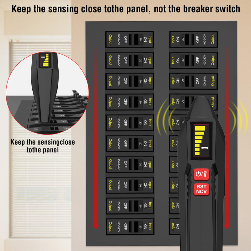 Circuit Breaker Finder with GFCI Outlet Tester, Electrical Circuit Tracer with LCD Display & NCV Test, 90-135V AC Circuit Breaker Finder Tool with Flashlight & Buzzer Alarm, Carrying Case CBF03 circuit breaker finder + 0 Accessories