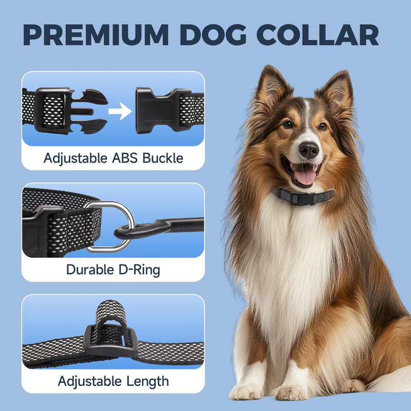 Dog Collar, Reflective Dog Collars with Buckle, Nylon Adjustable Collar for Small Medium Large Dogs (Black, S) - BeesActive Australia