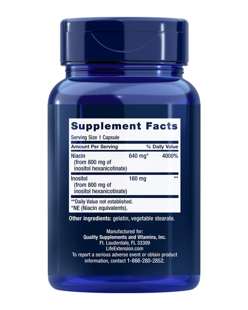Life Extension No Flush Niacin,B3 for Heart Health,Cholesterol & Energy Support,Non-GMO,Gluten-Free,100 Capsules,(Pack of 2) 100 Count (Pack of 2)