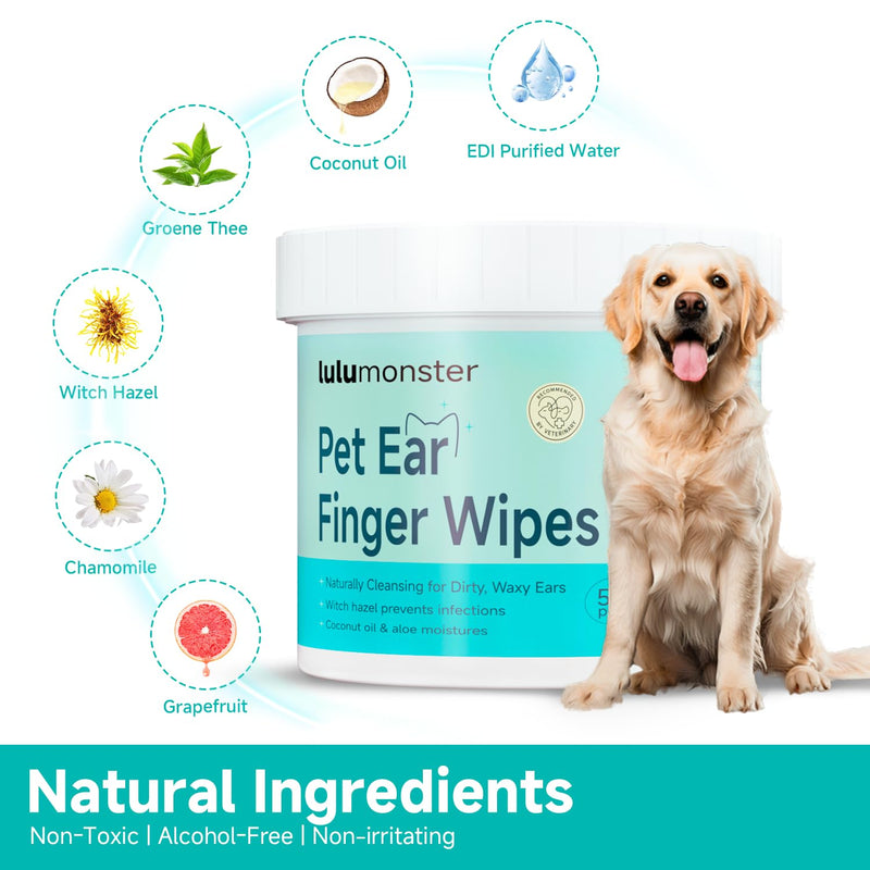 Ear Cleaner Finger Wipes for Dog & Cat [Finger Casing Design][Pet Ear Wipes with Tweezers] for Controlling Ear Infections and Ear Odor Reduce ear wax buildup Natural Ingredients Dog Ear Wipes - PawsPlanet Australia