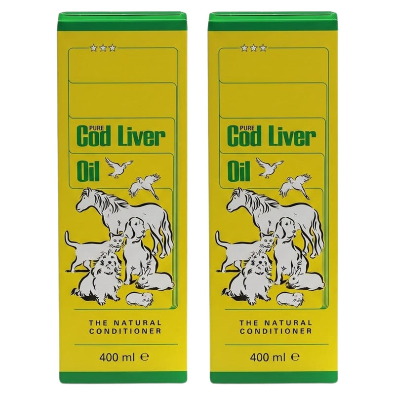 Pure Cod Liver Oil (2 Pack | 450ml each) – Omega 3 Supplement for Horses, Birds, Dogs & Cats – Supports Coat, Skin, Joints & Energy