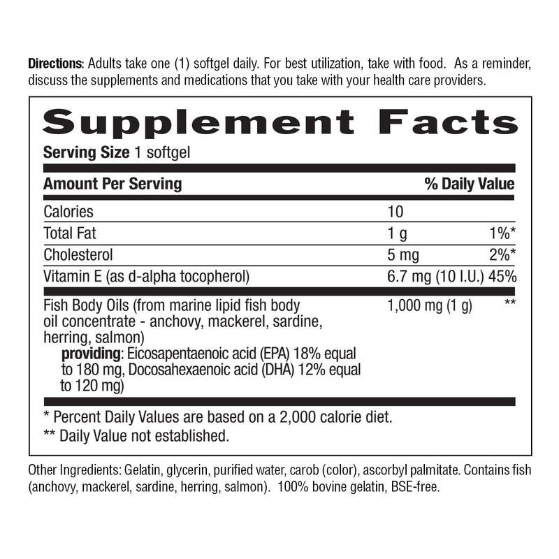 Country Life Omega-3 Fish Oil 1000 mg, EPA DHA, 200 Softgels | Burpless formula provides 180 mg EPA and 120 mg DHA per softgel for cardiovascular support Unflavored 200 Count (Pack of 1)