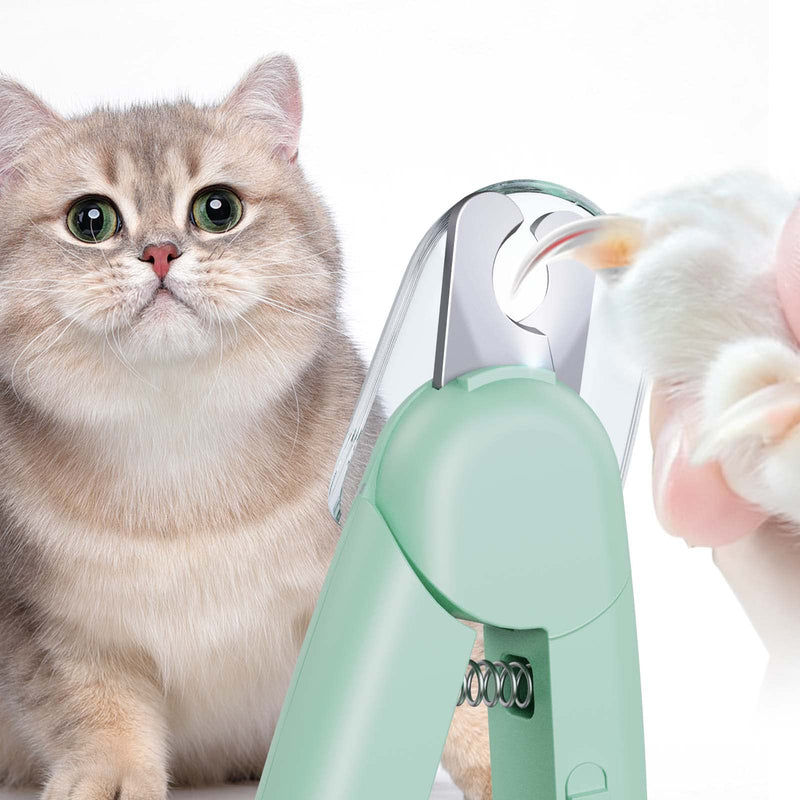 Sosayet Claw Grinder for Dogs Cats LED Light for Claw Scissors for Cats Dogs with Nail File and Splash-Proof Protective Device for Medium and Small Pets Claw Care (Green) - BeesActive Australia