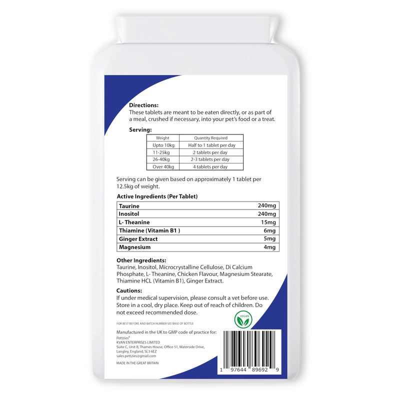 Dog Calming Care Supplement for Dogs and Cats - 120 Tablets for Stressed Nervous Pets. Anxiety Relief from Stress, Barking, Anxious, Fireworks and Loud Noises. Dog Calmer and Calm Aid Product Calming Aid for Dogs & Cats 120 Tablets