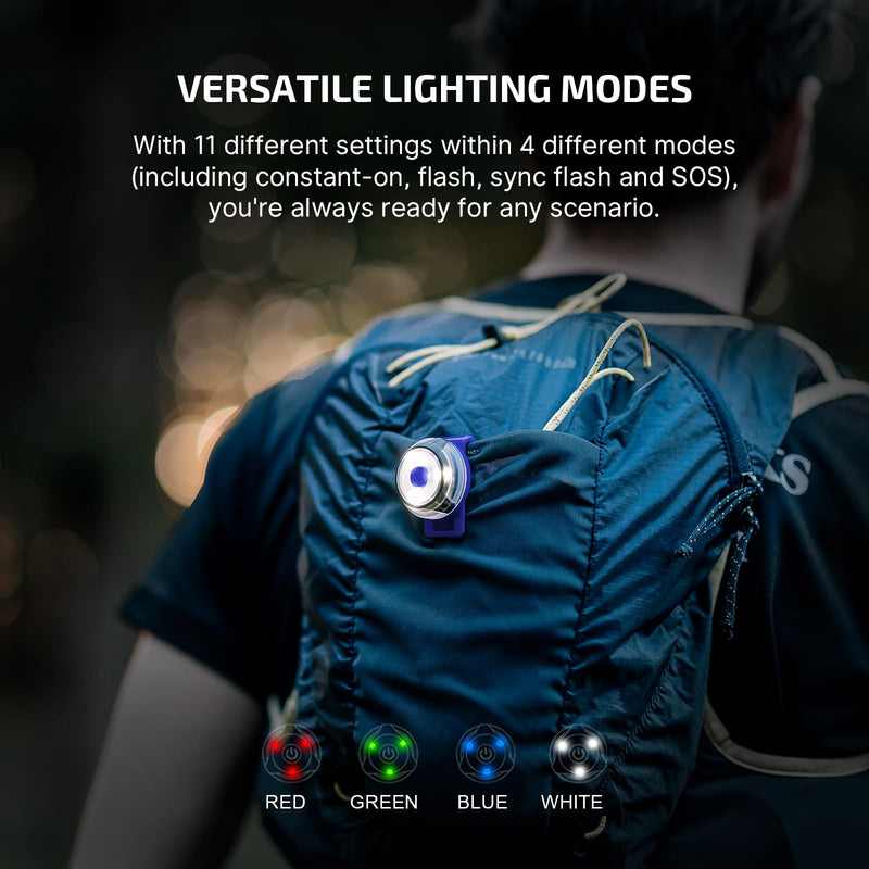 OLIGHT Gober 2 Safety Light, High Visibility Beacon LED with 6 Color Settings and 4 Lighting Modes, USB-C Rechargeable Flashing Warning with Clip for Running, Cycling, Camping, Dog Walking(Blue)