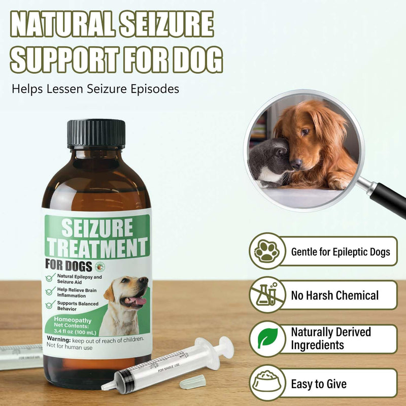 Seizure Support Liquid for Dogs & Cats 100 mL | Natural Epilepsy Supplement | Helps Reduce Frequency & Intensity of Seizures | Easy to Give with 3 ml Dropper