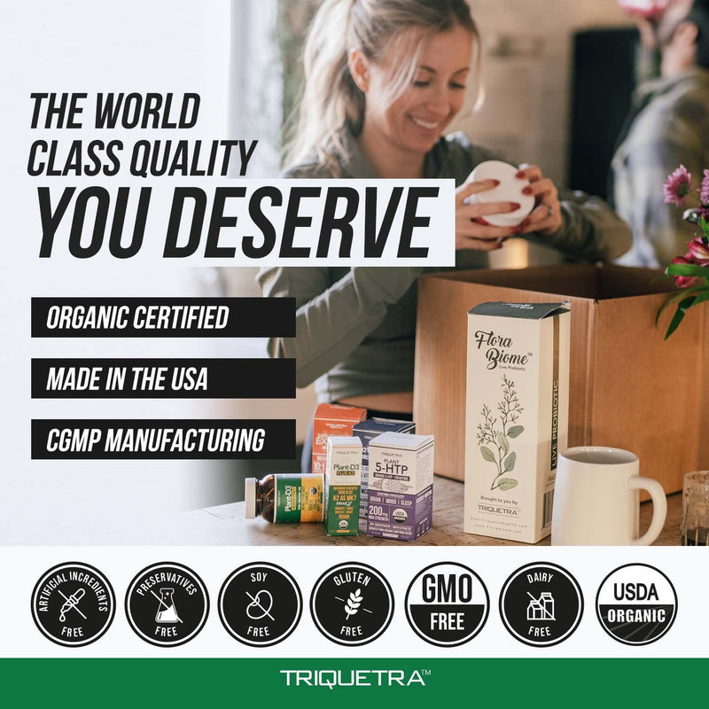 Organic Vitamin D3 5,000 IU - 100% Whole Food & Plant-Based Cholecalciferol Form, 100% Vegan Vitamin D - Enhanced with Prebiotic & Superfood Complex – Organic, Vegan, GMO & Gluten Free (60 Capsules) 60 Count (Pack of 1)
