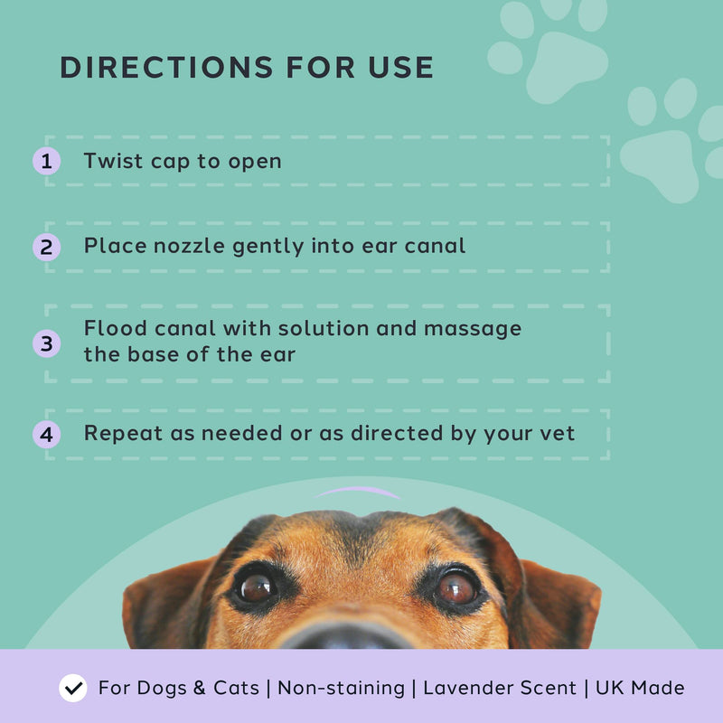CharlieTheVet Lavender Ear Cleaner for Dogs & Cats, Daily Use, Gentle Cleansing Solution with Salicylic Acid, Removes Wax & Discharge, Maintains Healthy Ears, Vet Developed