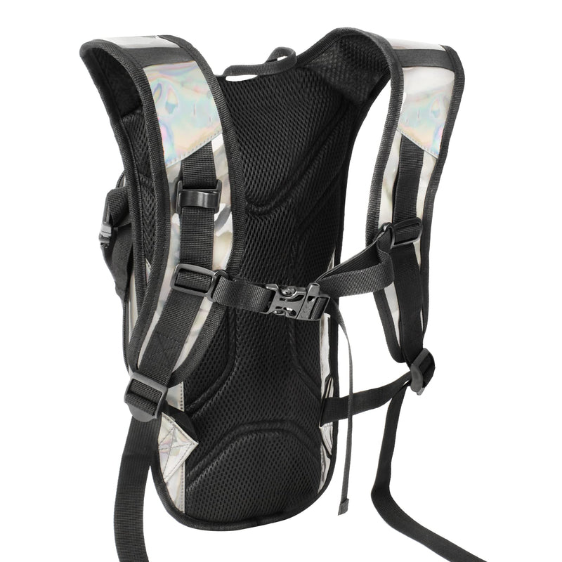Reflective Hydration Backpack, Hydration Pack - Water Backpack with 2L/3L Hydration Bladder, Essential for Festivals - Rave Hydration Pack for Hiking, Running, Cycling, and Festivals Pearl White 2L Bladder