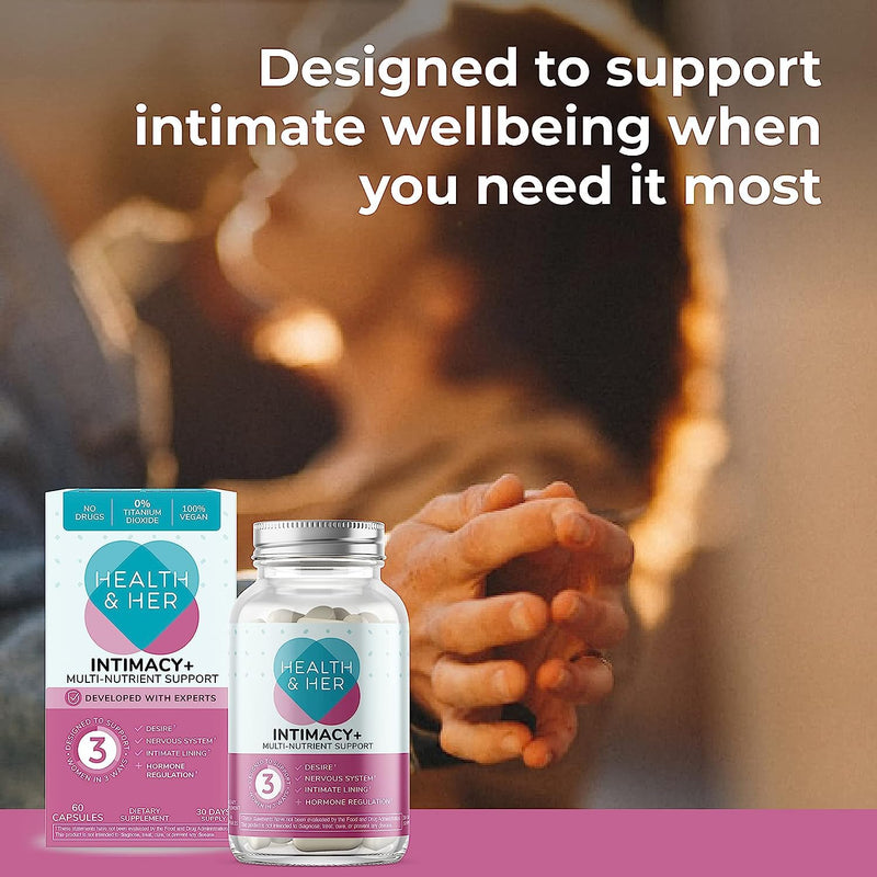 Health & Her Intimacy+ Desire Supplement for Women, Vegan, 30 Day Supply | Daily supplement with Maca Root, Tribulus Terrestris, Sea Buckthorn, L-Arginine & B vitamins; Gluten-free; 60 Tablets