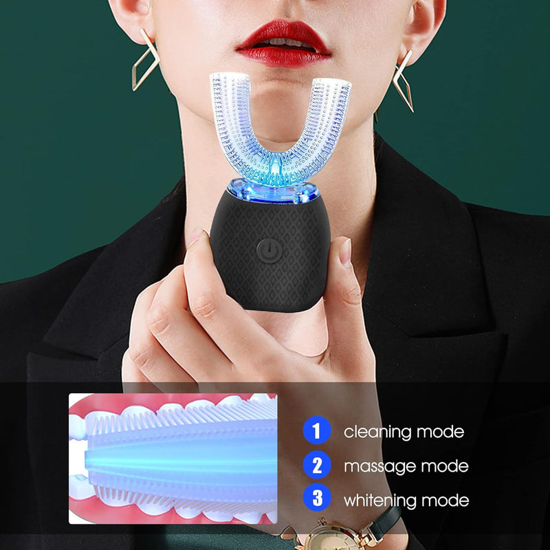 Ultrasonic Automatic Toothbrush, Mayeec 360 AutoToothbrush for Adult, 360° Auto Toothbrush Electric Teeth whitening Brush 360 Sonic Toothbrush for Adult with Timer & Wireless Charging (Black) Black - BeesActive Australia