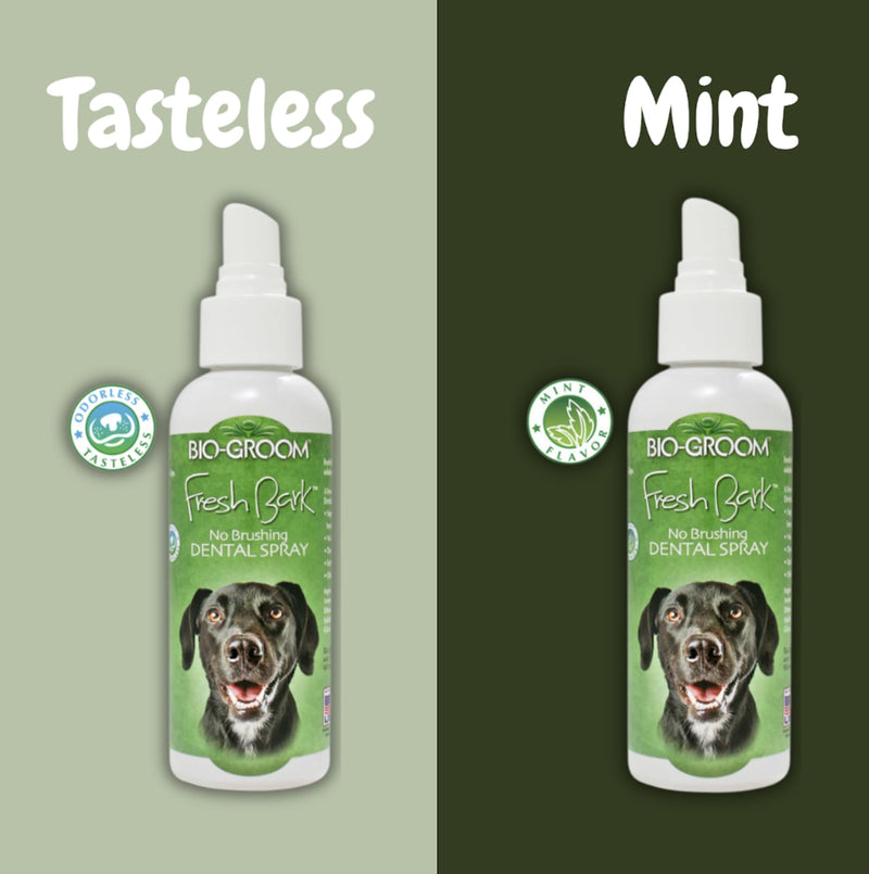 Bio-groom Fresh Bark Dog Breath Freshener - No Chew Dental Spray for Dogs & Cats, Teeth Cleaning Oral Care for Plaque & Tartar, No Brushing Required, Made in the USA - Mint, 4 fl oz 4 Fl Oz (Pack of 1)