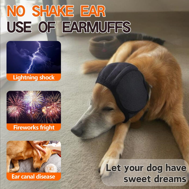 Dog Bath Earmuffs, Waterproof Swimming Ear Protection Cover with Noise Reduction, Breathable & Adjustable Dog Ear Protection Against Dirt, Insects (Grey L) Grey