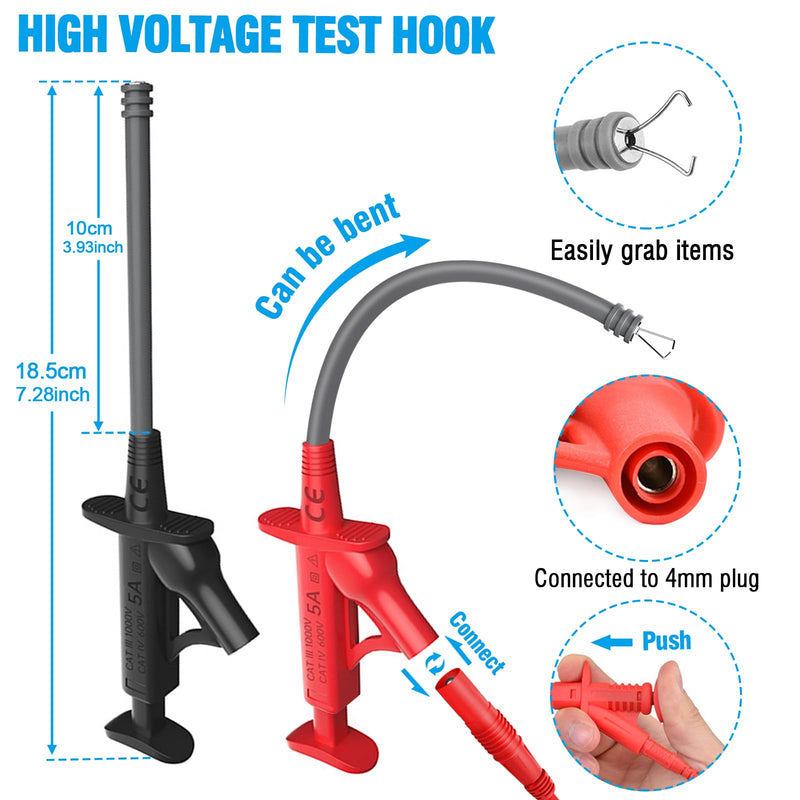 25PCS Multimeter Test Leads Kit, Test Leads Set with Replaceable Alligator Clips,Wire Piercing Probes, Alligator Clips,Test Hook Clips,Test Tweezer for Digital Electrical Multimeter Testing Test Kit-1