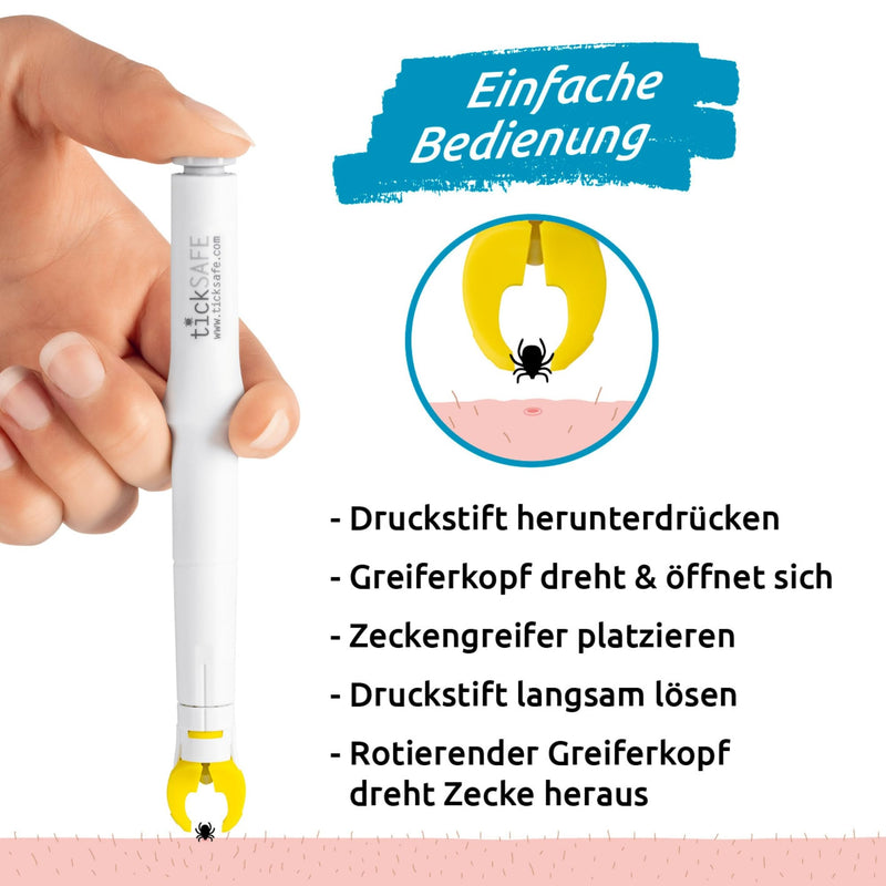 tickSAFE tick gripper with rotating gripper head for use on humans | The better alternative to tick tweezers - no squeezing, pulling or pressing - just gently unscrew 1 piece - BeesActive Australia