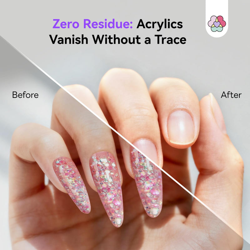 SAVILAND Acrylic Nail Remover Kit 2 Pcs: Powerful Rapid Dissolution Acrylic Remover with Cuticle Oil & Nail File Tools, No Soaking No Wrapping, Gentle Professional Set for Home Use 16pcs