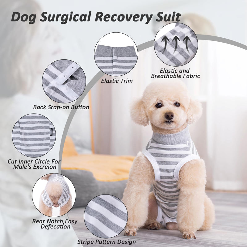Lyneun Soft dog bodysuit after surgery, dog bodysuit after castration male dogs, breathable dog one-piece recovery suit for hair loss, allergies, anti-licking, wound protection, cone alternative (grey, M) grey - BeesActive Australia