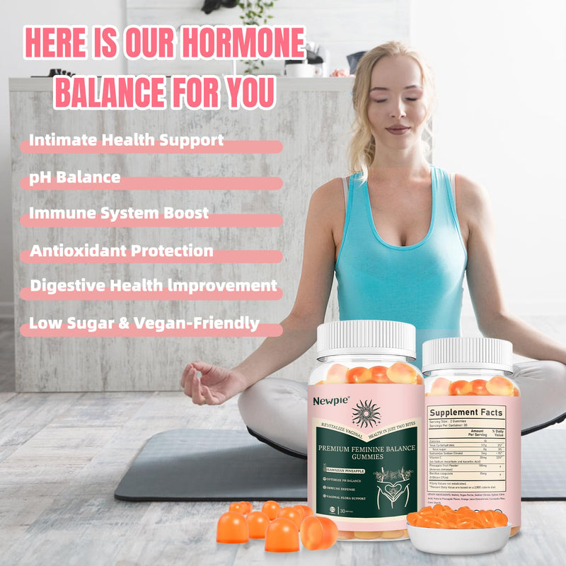 Premium Feminine Balance Gummies for Women Pineapple Gummies for Women ph Health Immune Support Vegan, Gluten-Free & Halal-60 Gummies-30 Servings (1) 1