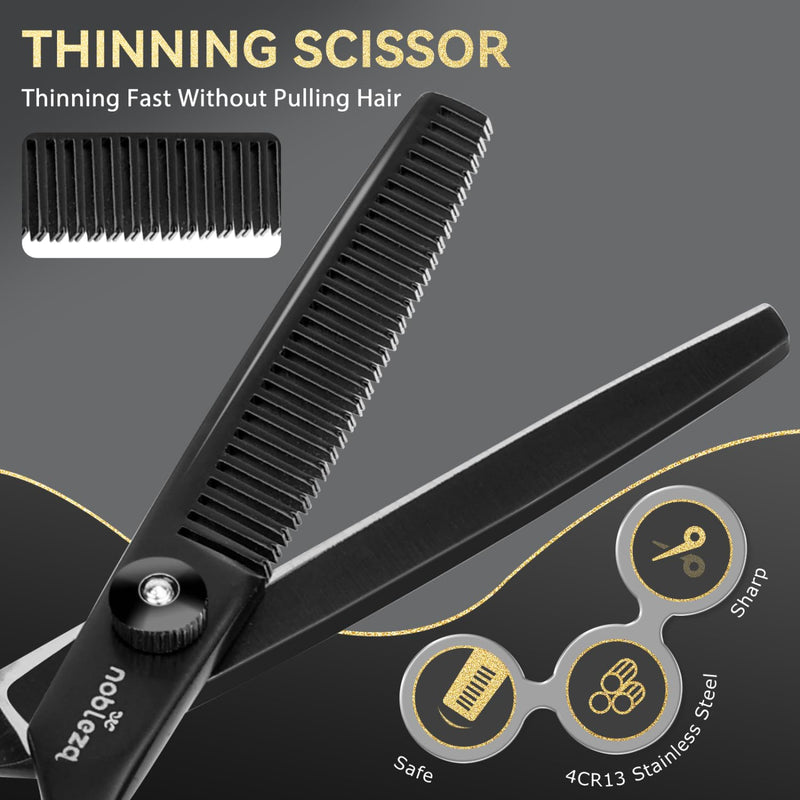 Nobleza professional dog scissors set, 6 in 1 dog hair cutting, 4CR stainless steel dog scissors, fur scissors with round tip, including thinning scissors, straight and curved scissors, grooming comb, for cats and pets - BeesActive Australia