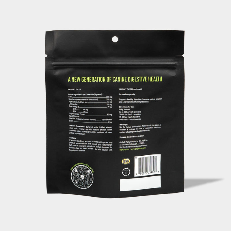 Get Joy Gut+ Probiotic Chews for Dogs, 90 Soft Chews, Chicken Flavor, Supports Digestive Health & Immunity, with Pre, Pro & Postbiotics, PhD Animal Nutritionist Formulated, Produced in USA Gut+ - PawsPlanet Australia