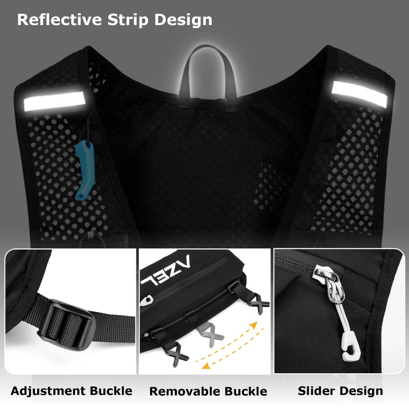 YAPJEB Lightweight Hydration Pack Backpack Vest, Optional 1.5L 2L BPA Free Water Bladder - Leakproof Breathable for Men Women Running Hiking Cycling Marathon 01 Black(Only Vest) - BeesActive Australia
