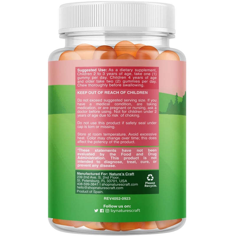 Natures Craft Kids Multivitamin Gummies - Vegan Multivitamin for Kids 2+ with 14 Essential Vitamins and Minerals - Daily Gummy Multivitamins Vegan Nut Free & Non-GMO (120 Count) 120 Count (Pack of 1)